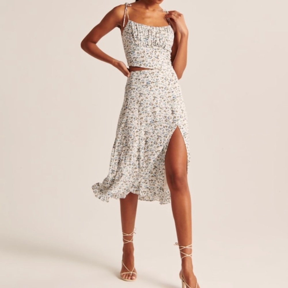 NWT Abercrombie & Fitch floral cami midi skirt set